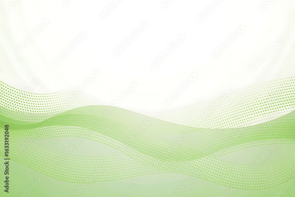 Poster soft flowing abstract green waves with light and airy background creating a serene and organic feel