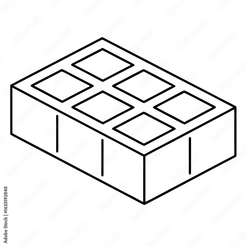 Poster arranged line art illustration of concrete cinder blocks simple architectural design element