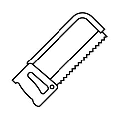 Sleek outline illustration of a fine tooth hacksaw a versatile tool for cutting metal and plastic materials