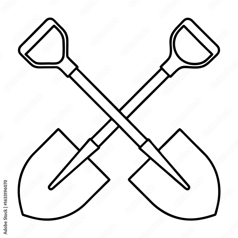 Poster simple graphic illustration of a digging spade with a basic handle suitable for advertisements and b