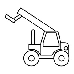 Minimalist telehandler lifting equipment graphic design with industrial construction vehicle icon