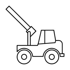 Minimalist illustration of a telehandler lifting a load with clean lines and a modern aesthetic