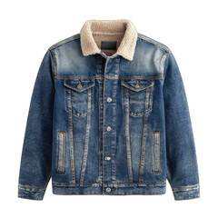 Light wash denim jacket with sherpa collar (1)