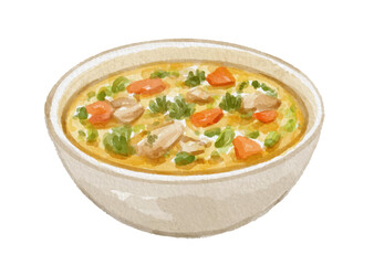 Hand painted watercolor soup isolated