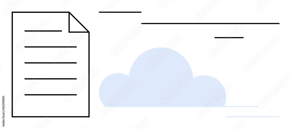 Poster document with lines representing text beside a cloud, implying digital storage or sharing. ideal for