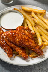 Homemade Barbecue Chicken Fingers and French Fries