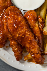 Homemade Barbecue Chicken Fingers and French Fries