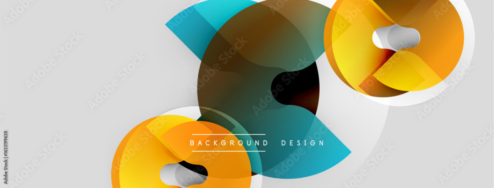 Poster abstract geometric shapes, vibrant colors, modern design. overlapping circles create dynamic composi