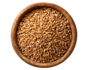 Whole wheat grains in wooden bowl (1)