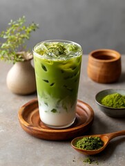Homemade Iced Matcha Latte Tea