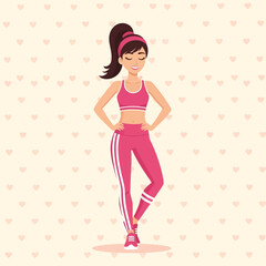 Woman in Fitness Attire Stands with Hands on Hips Smiling