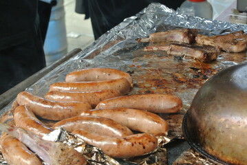 sausages on the grill