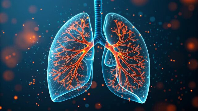 Cancer check lung. Glowing lung respiratory health medical anatomy blue orange background. ,ct,screening,health,checkup,scan,chest,xray,examination,hospital,medical,diagnosis,radiology,department