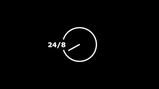 Stopwatch moving clock icon animation on green screen.