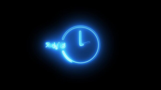 Stopwatch moving neon clock icon animation on green screen.