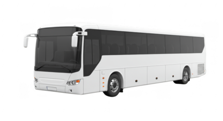 Illustration of modern white bus for passenger transportation isolated on transparent background