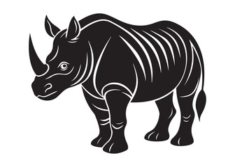 Rhino Silhouette Logo Vector Design Isolated on White.