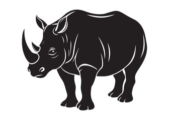 Rhino Silhouette Logo Vector Design Isolated on White.