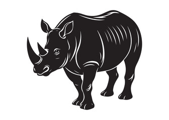 Obraz premium Rhino Vector Icon Black Silhouette Illustration Isolated on White.