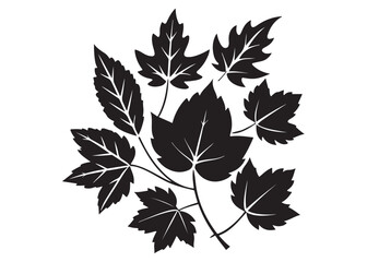 Silhouette Leaves of Autumn Vector Illustration Isolated on White Background.
