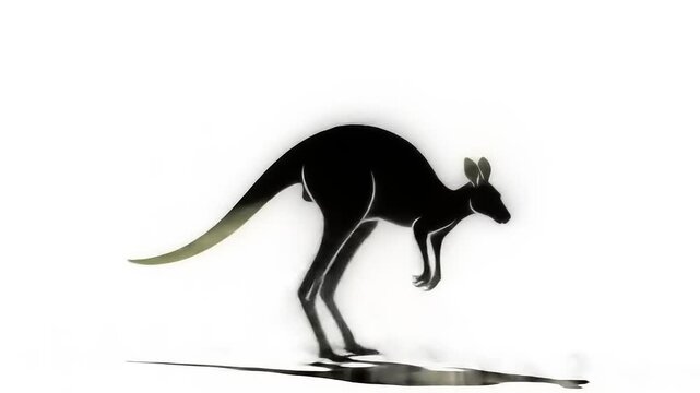 Stylized Silhouette of a Kangaroo in Motion Elegant Wildlife Art