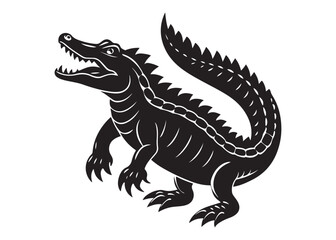 Naklejka premium Black Crocodile Silhouette Vector.