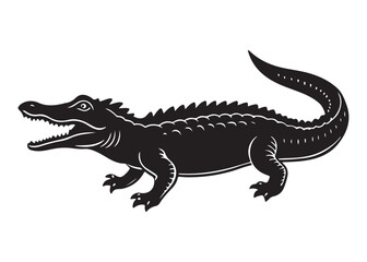Crocodile Silhouette Illustration in Minimal Black Vector for Design and Decoration.