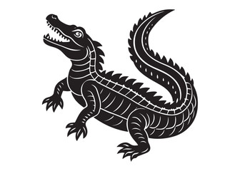 Crocodile Silhouette Illustration in Minimal Black Vector for Design and Decoration.