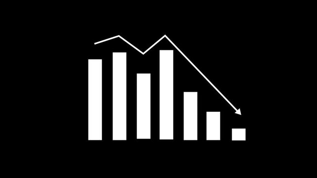 Business loss concept. Decreasing business graph chart animation. Animated down graph icon design .Financial business Loss down graph chart animation.