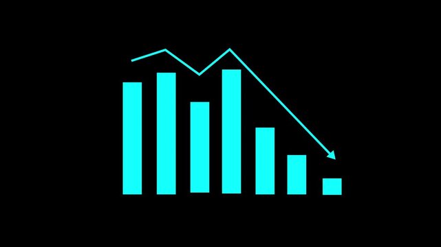 Business loss concept. Decreasing business graph chart animation. Animated down graph icon design .Financial business Loss down graph chart animation.
