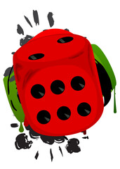 Obraz premium Dice graffiti. Abstract modern street art decoration performed in urban painting style.