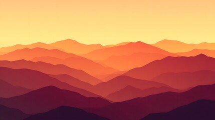 Obraz premium Layered mountain ranges in warm sunset hues.