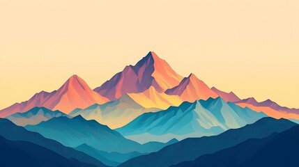 Fototapeta premium Colorful mountain range illustration.