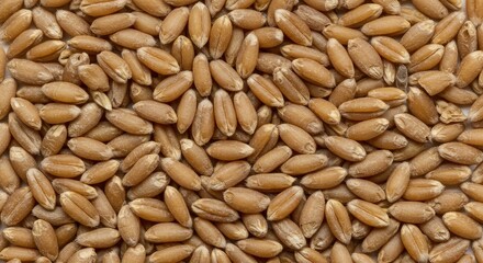 Fototapeta premium Golden Wheat Grains: A Dense Field of Harvested Kernels, Close-Up Texture