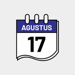 August 17 Calendar Icon – Indonesian Independence Day Vector Design