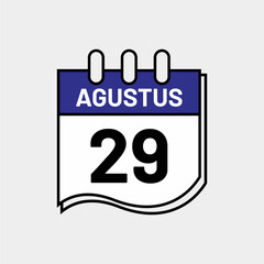 August 29 Calendar Template – Flat Vector for Monthly Overviews