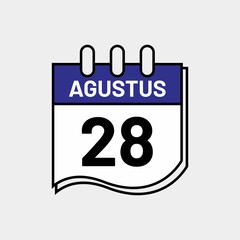 August 28 Calendar Illustration – Editable Minimalist Date Design