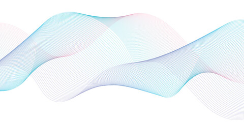 Abstract colorful smooth wave on a white background. Dynamic sound wave. Design element. Vector illustration. 