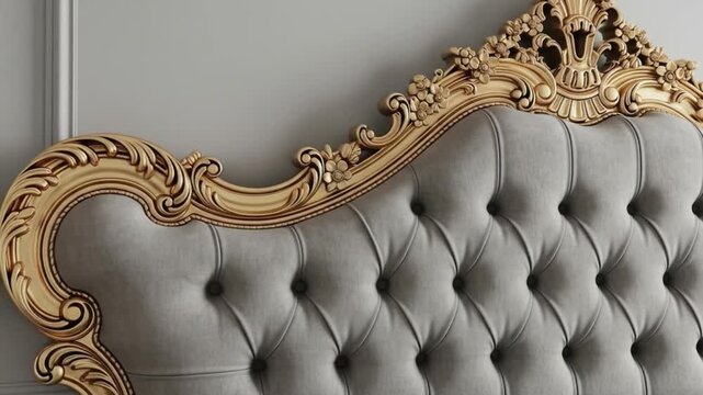 Opulent tufted headboard with golden frame