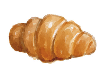Hand painted watercolor croissant bread isolated