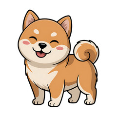 Adorable cartoon Shiba Inu dog smiling with happy expression, perfect for pet branding and cute designs