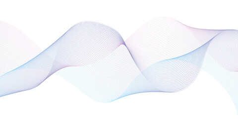 Abstract blue and pink smooth wave on a white background. Dynamic sound wave. Design element. Vector illustration. 