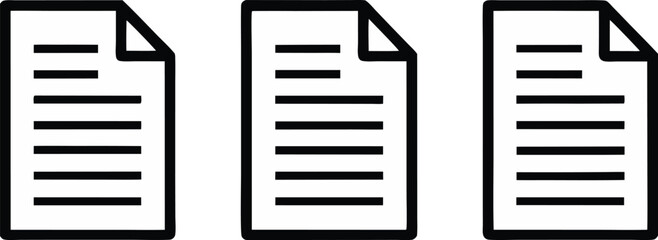 Three documents with folded corners on a white background