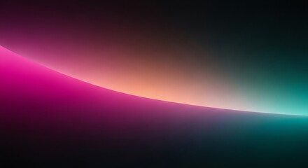 Abstract gradient background with glowing neon curve in pink orange and teal colors