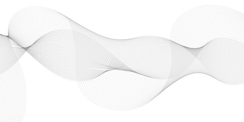 Wave with lines created using blend tool. Curved wavy line, smooth stripe. Abstract wave element for design.