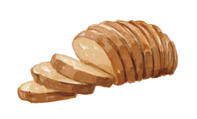 Hand painted watercolor slice of bread isolated