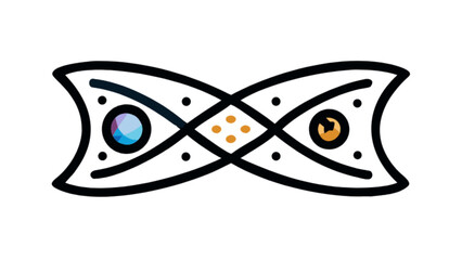 An abstract eye symbol with interconnected lines, isolated on white background, representing vision, connection, and futuristic technology