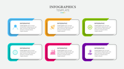 Business infographics template. timeline with 6 steps, options. can be used for workflow diagram, info chart, web design. vector illustration.