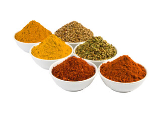 Traditional Indian Spices Collection in Bowls
