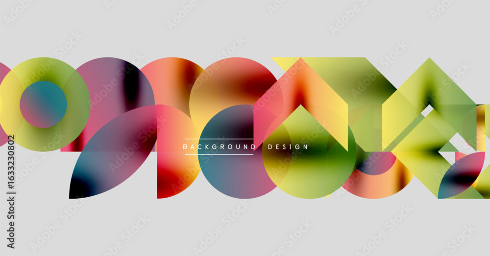 Poster abstract colorful shapes overlap. modern design elements create dynamic visual texture. gray backgro